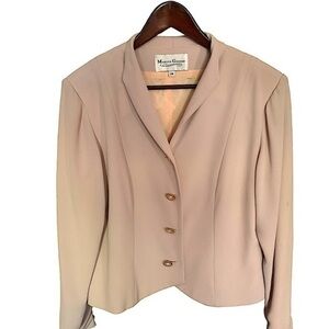 Marylin Graham Beige Jacket Evening Blazer Size 14 Short Jacket Jeweled Buttons